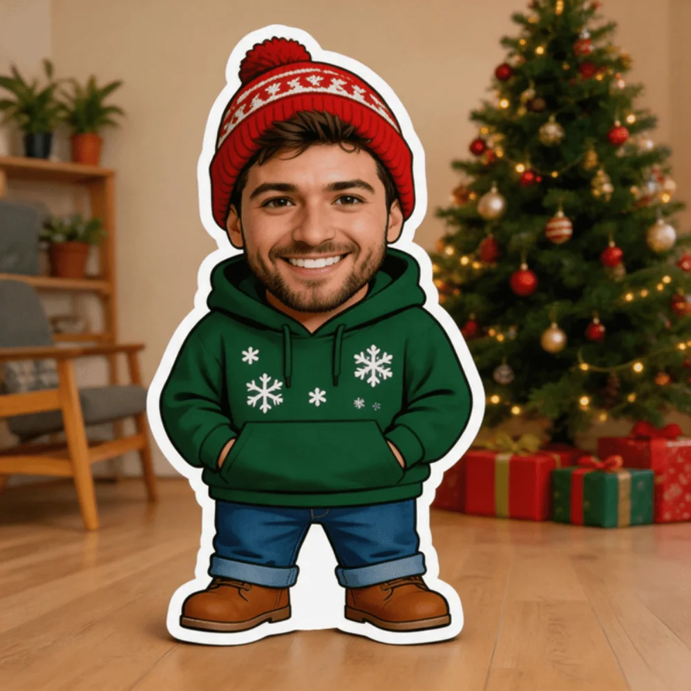 1Pc Personalized Custom Face Photo Throw Pillow, Double-Sided Design,Soft Plush Cushion with Insert, Gift Suitable for Christmas