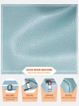 Zency 簡約牛皮小姐單肩包,附拉鍊口袋,可調式肩帶,米色斜背手提包/皮夾 10 最佳銷售 米色手提包 - №1