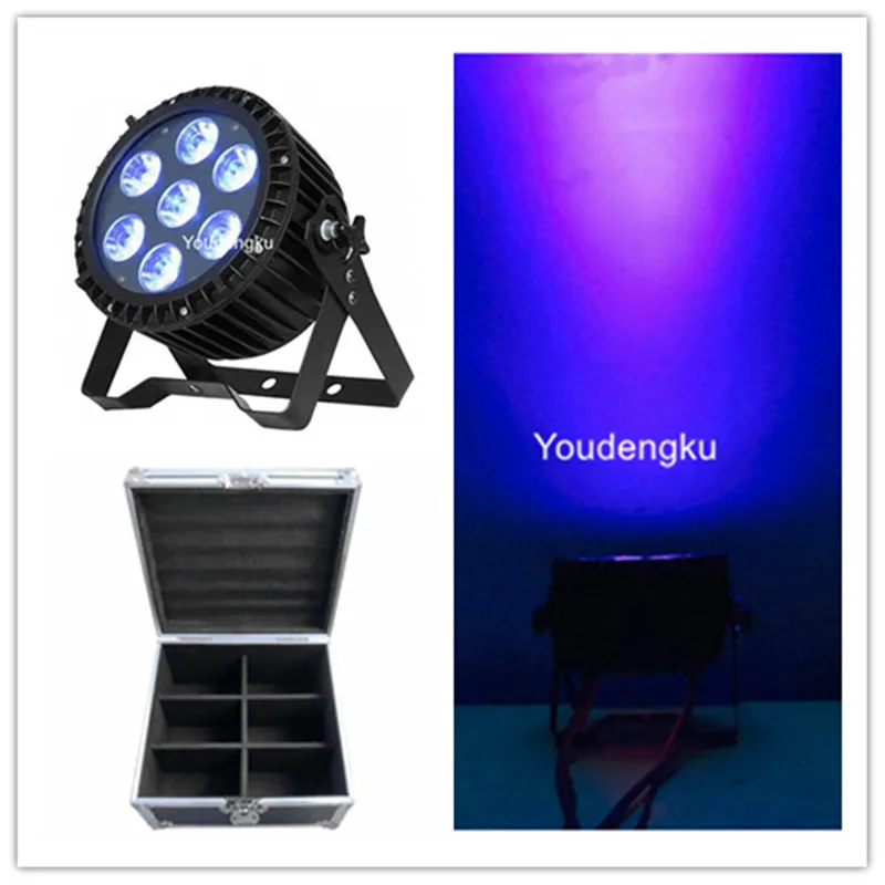 

4pcs with flightcase ip65 led par 64 stage 7x15w led slim par 5-in-1 rgbwa led waterproof par can light