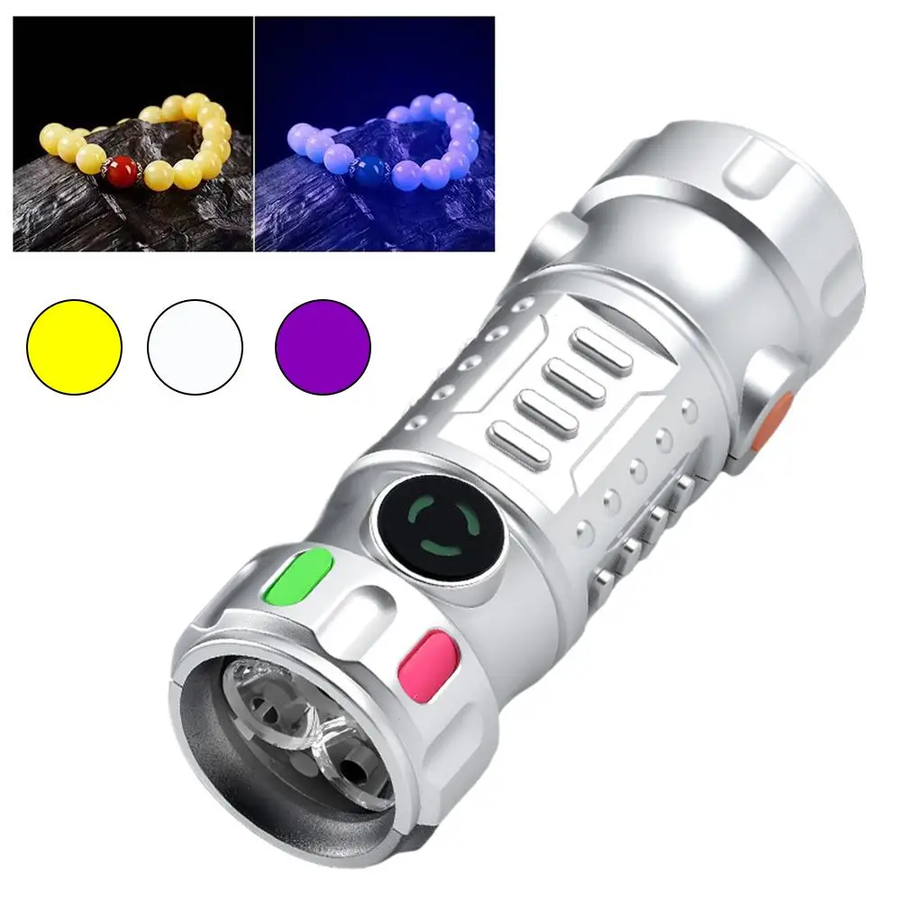 Portable Three Light Sources Lamp Flashlight Torch Jade Inspection Ultraviolet UV Light Identification Lamp LED Flashlight