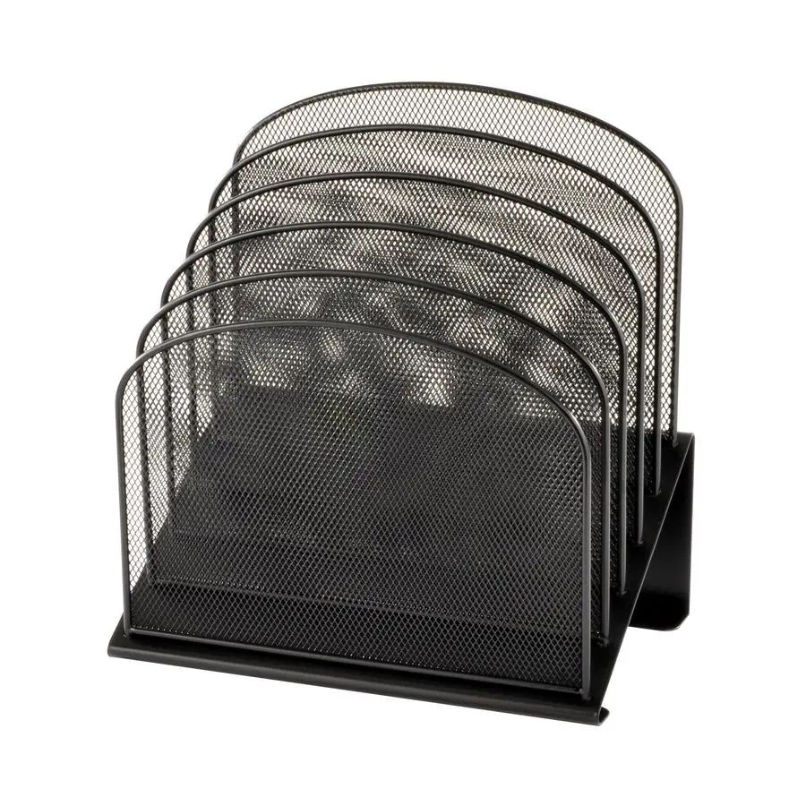 

Onyx Desk Organizer, 5 Tiered Vertical Compartments, Office and Classroom Mailbox , Paper and Mail Sorter, Steel Mesh, Black