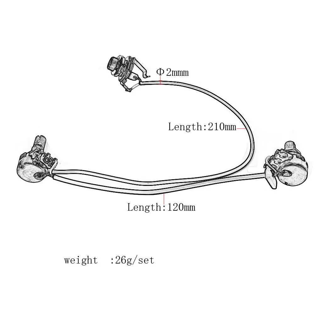 Cigar Box Guitar Wiring Harness Single Coil Pickup Jack 1T1V Prewired Kit for 3 4 String Projects