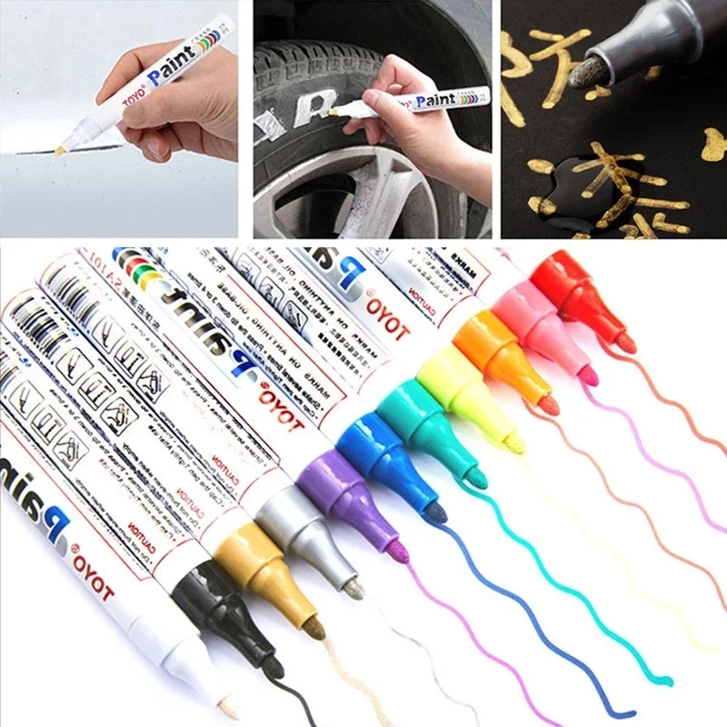 13 Colors Paint Marker Pen Waterproof Car Tyre Tire Tread CD Metal Permanent Paint Marker Graffti Oily Macador Caneta Stationery