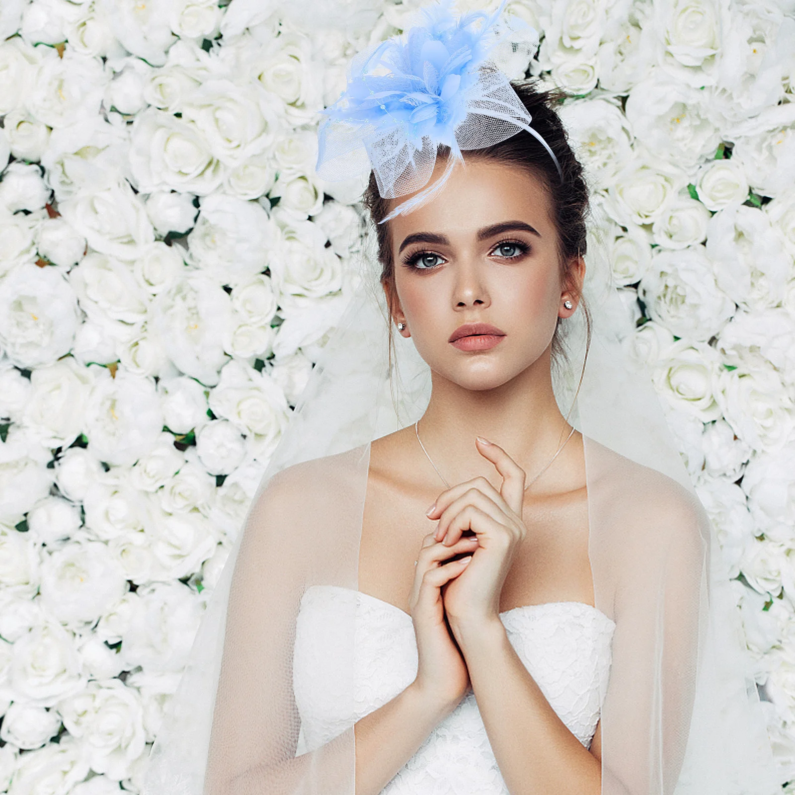 

Vintage Fascinator Headband for Women Hair Clip Net Veil Bridal Wedding Accessory Elegant Party Tea Ceremony Decor