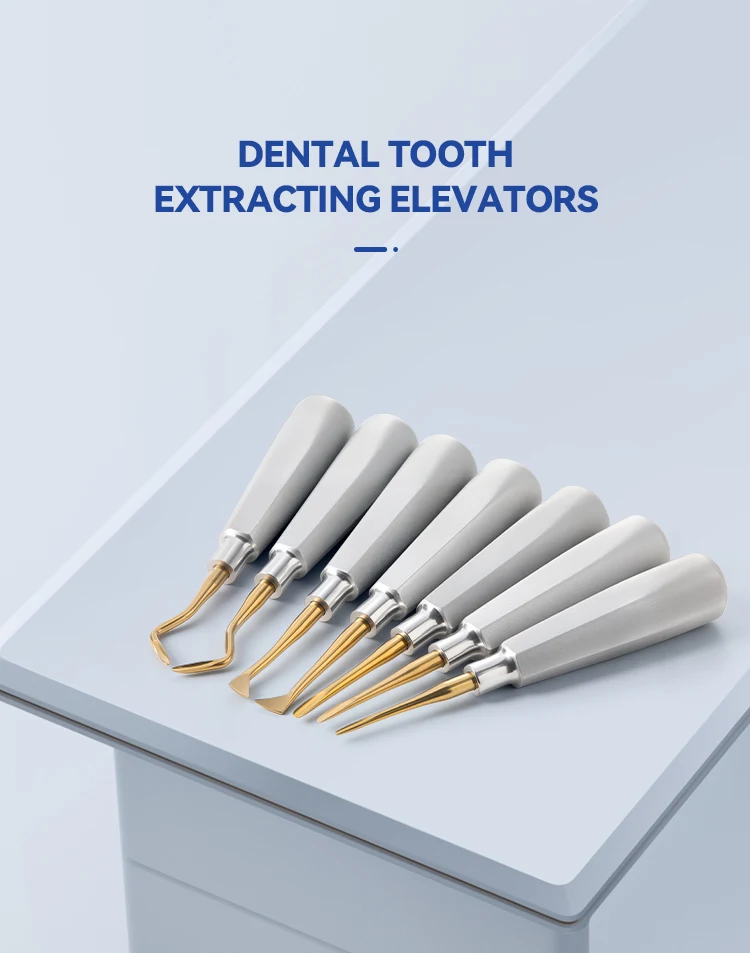 7-teiliges Set AZDENT Dental Zahnheber Chirurgische Zahnextraktionswerkzeuge Gerade und Gebogene Edelstahl-Instrumente für Zahnmedizinlabor – Detail 1