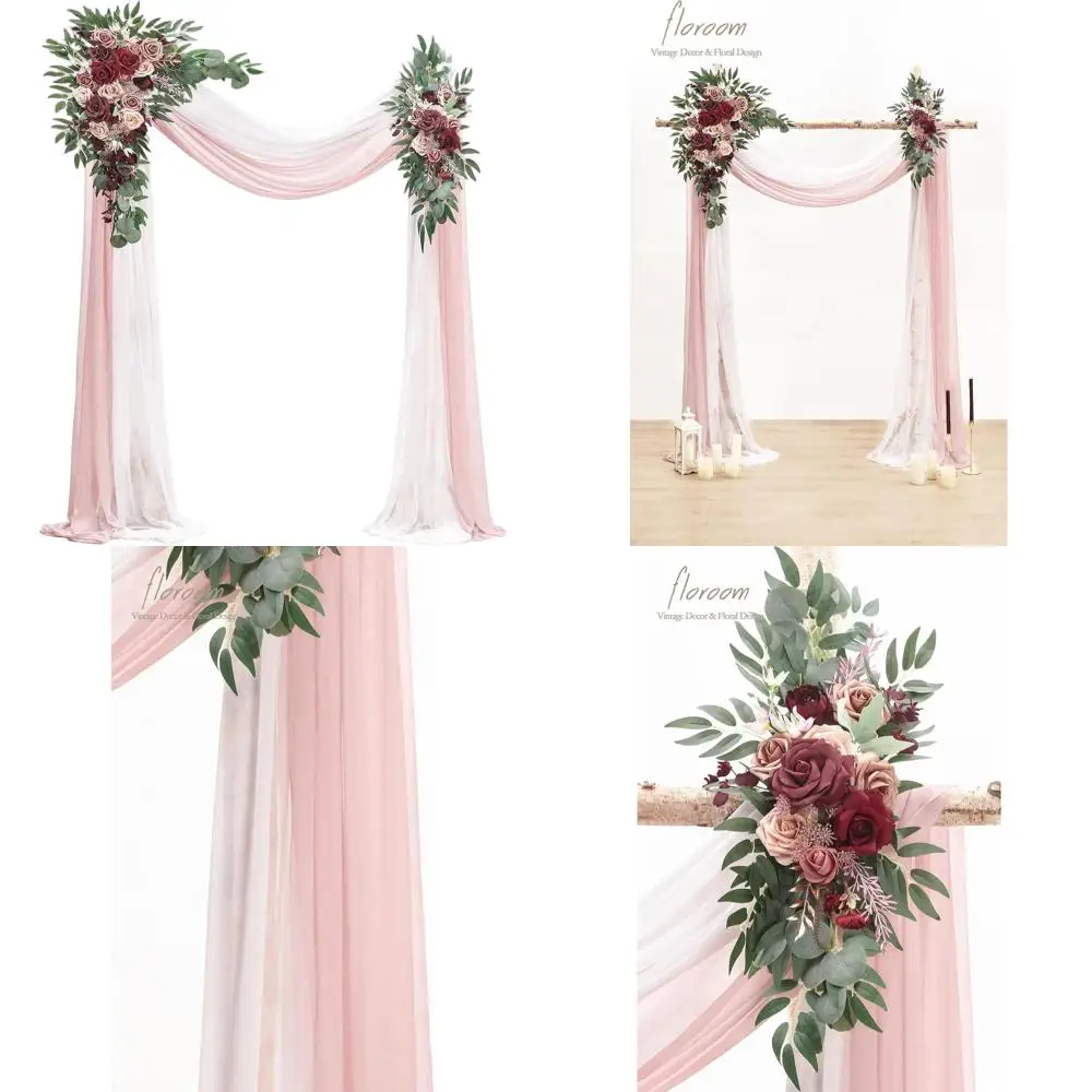 

Set of 4 Draped Swags in Marsala & Champagne for Wedding Ceremony and Decorative Backdrop