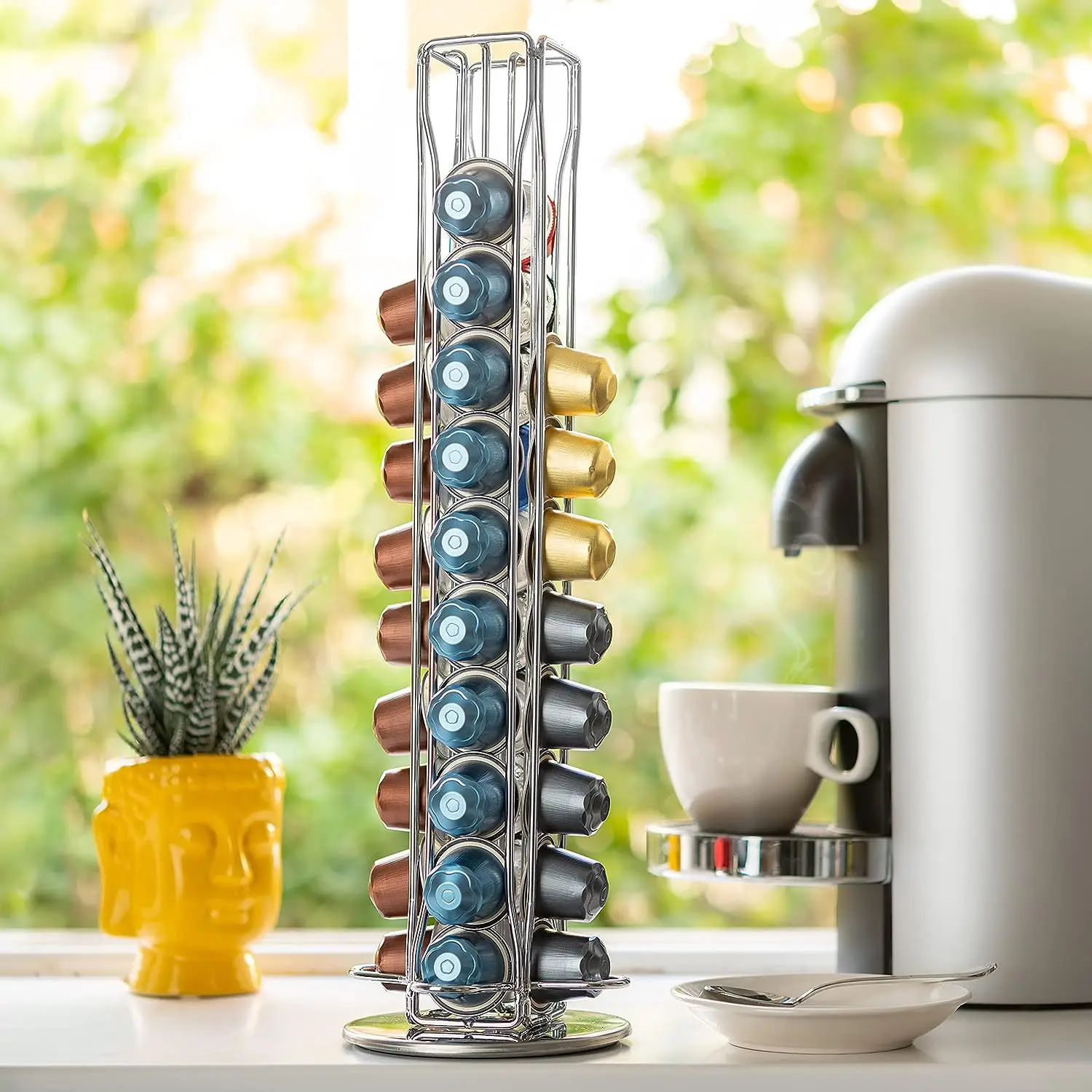 Coffee Capsule Holder Compatible with Nespresso Classic 40pcs Coffee Pods Holder Black Silvery Coffee Capsule Stands