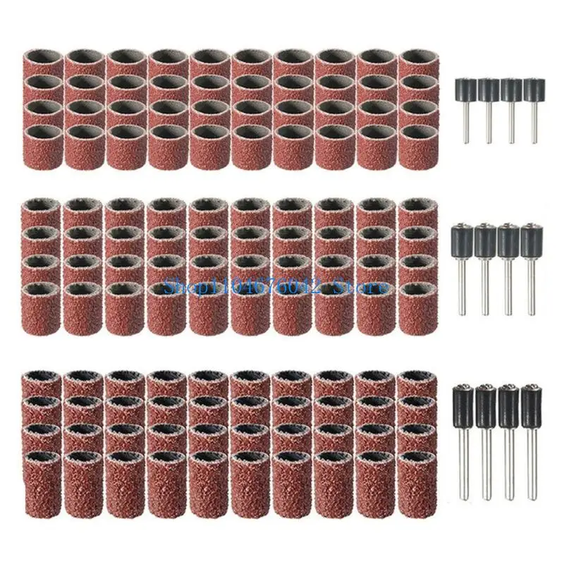 652F Sanding Drum Set Sand Bands Sleeves Drum Mandrels for Rotary Tool to Polishing