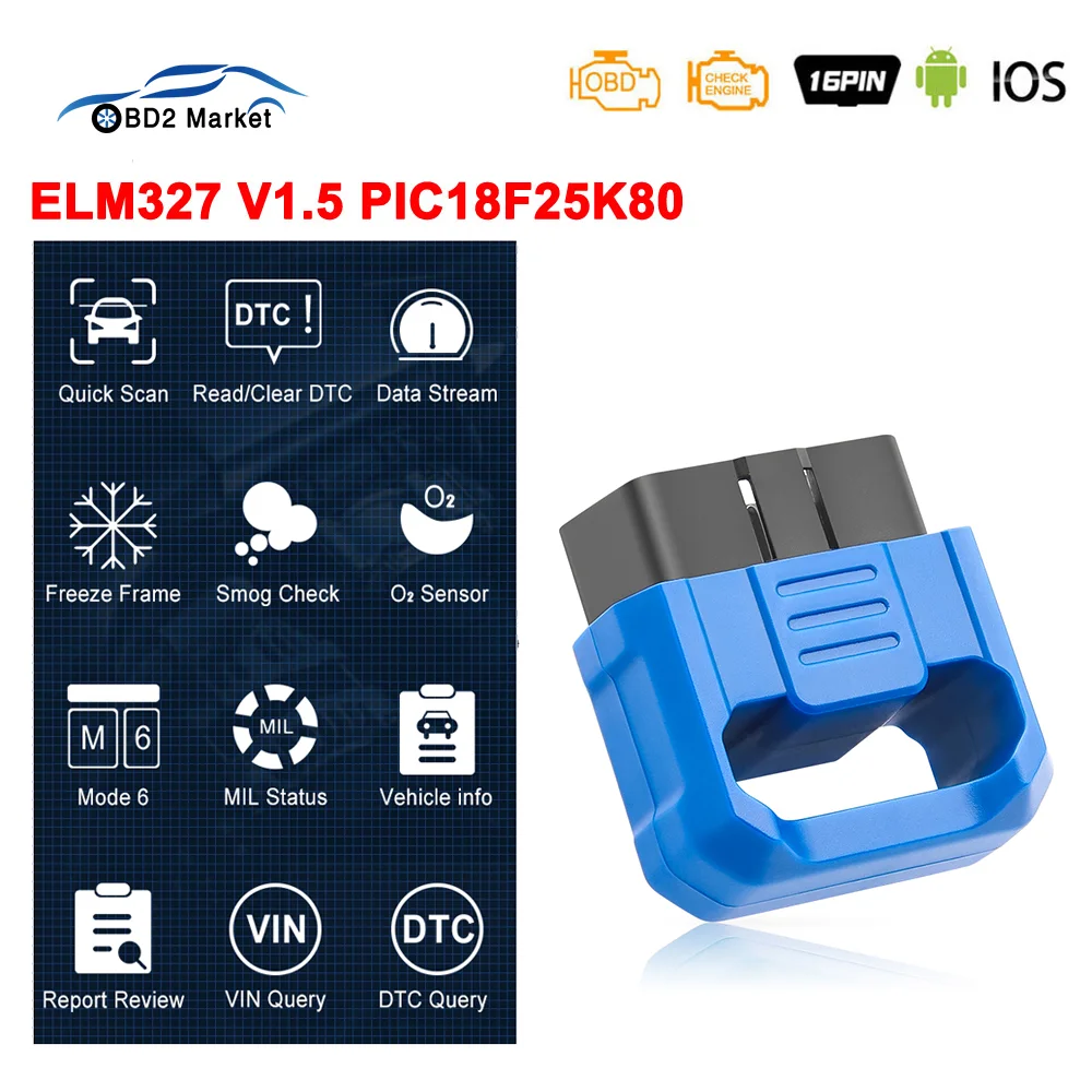 

For Android/IOS M100 elm327 V1.5 OBD2 Bluetooth 4.0 PIC18F25K80 ELM 327 V 1 5 Auto Code Reader OBD 2 Car Diagnostic Scanner Tool