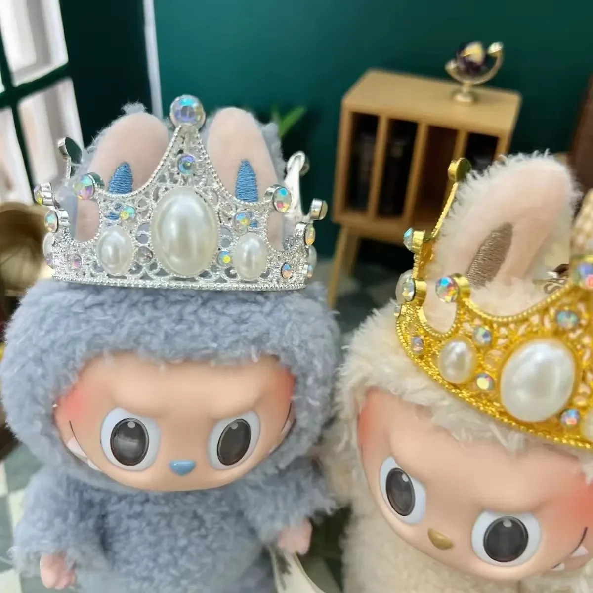 ل 17 سنتيمتر Labubu المعبود دمية مع الرجعية تاج أغطية الرأس لطيف Kpop Exo هوديي أفخم DIY بها بنفسك ملحق للفتيات دمى النمط الكوري