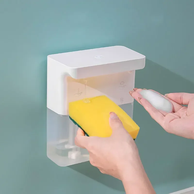Automatic induction foam hand washing liquid detergent machine double head wall mounted adjustable soap dispenser