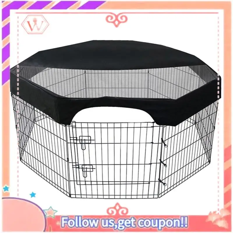 Upgraded Octagon Pet Playpen Cover Mesh Pet Playpen Cover Fabric Sunscreen Cover Black Pet House Covers 24 Inches