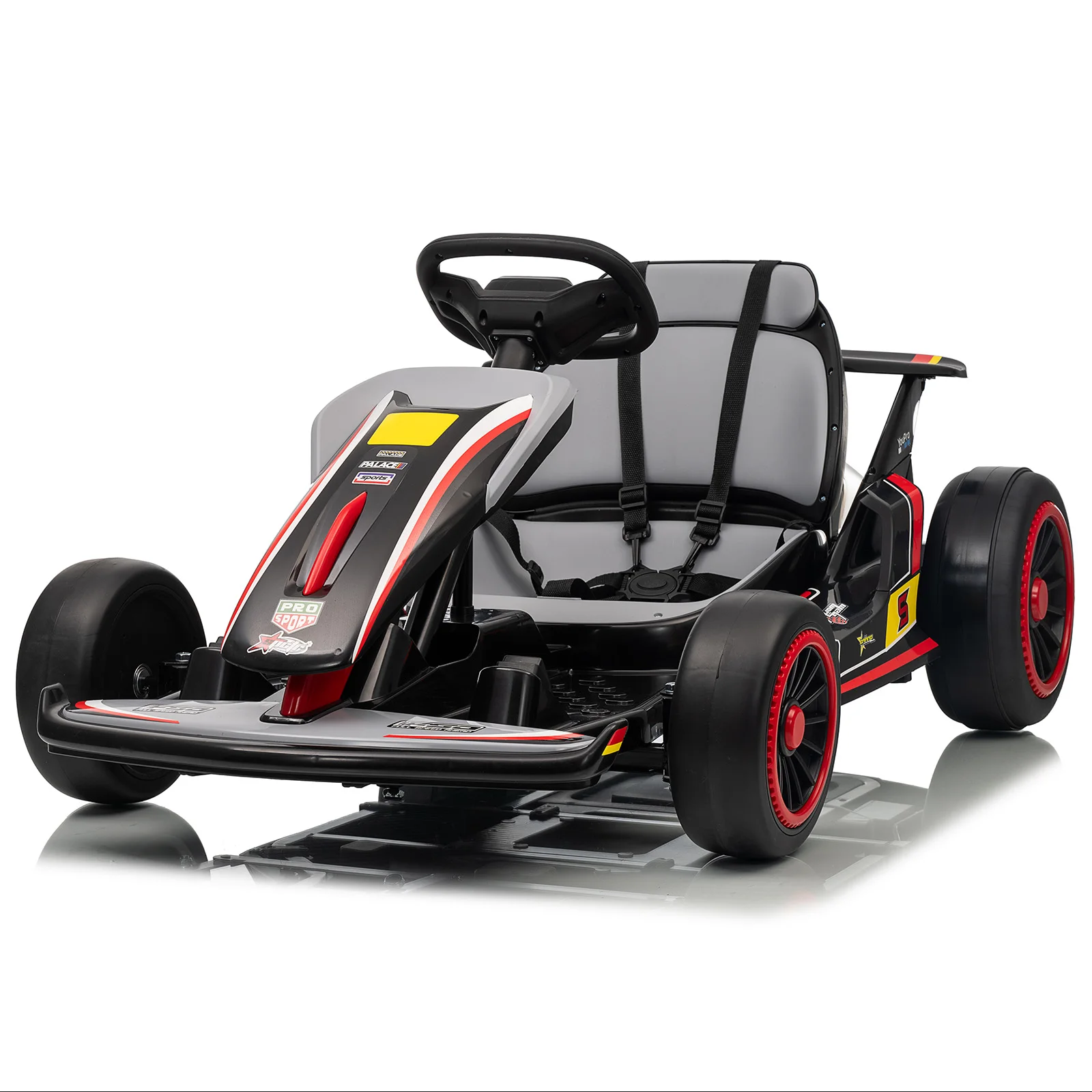 MUKIDY 24V ไฟฟ้า Go Kart,รถเข็นดริฟท์สําหรับ 6 + ของขวัญเด็ก, แบตเตอรี่ขับเคลื่อนกลางแจ้งขี่รถของเล่นเด็ก Go Kart พร้อมเข็มขัดนิรภัย