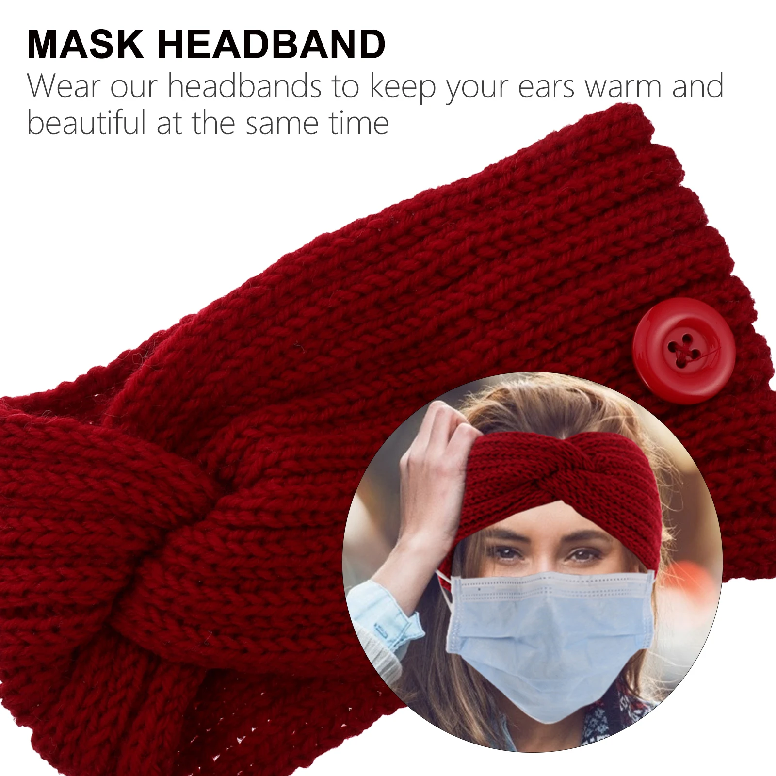 

8 Pcs Soft Wool Headb s for Women Hairb With Button Knit Mask Hairb Button Face Fleece Ear Warm Anti Chafing Gifts