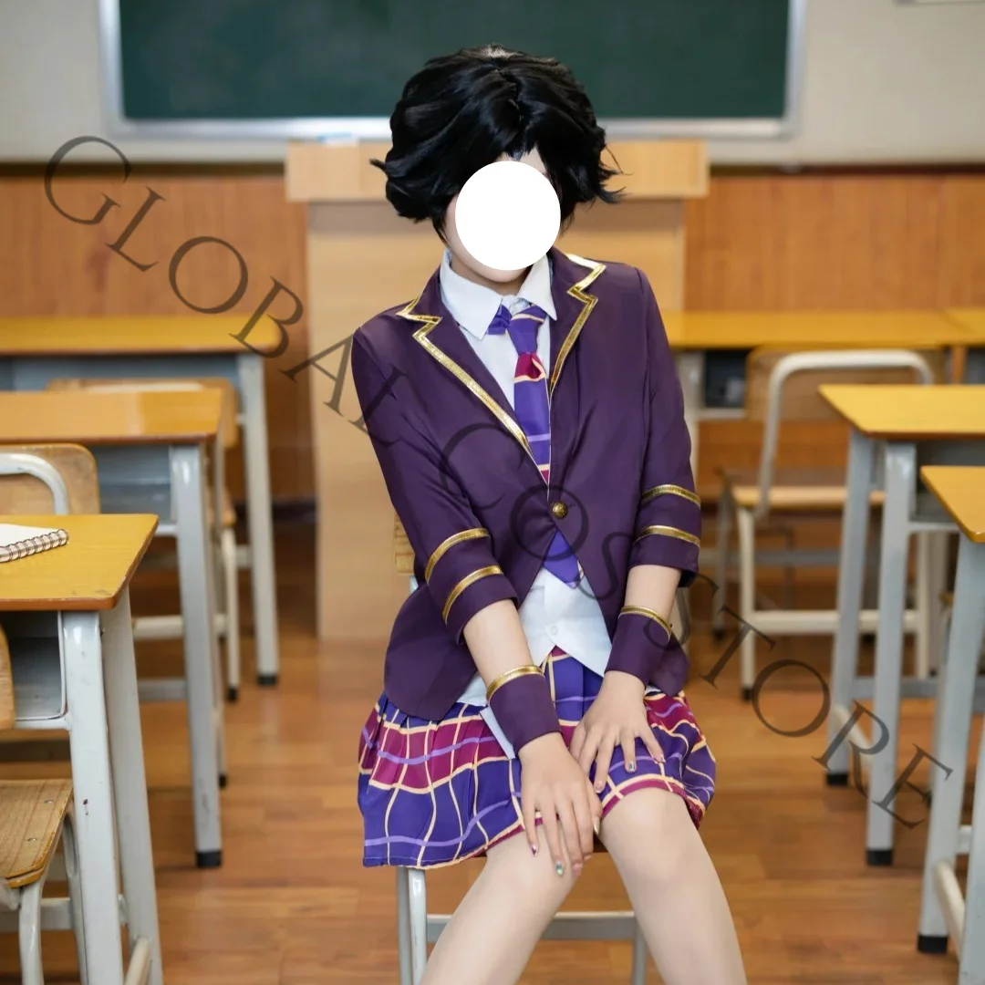 Game Identity Ⅴ Margaretha Zelle Cosplay Academy School Uniform Costume Purple Blazer Dress Shirt Wig Set for Halloween Roleplay view 4