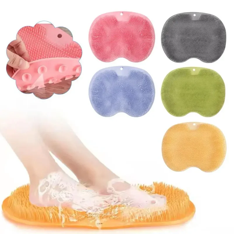 Shower Foot Scrubber Mat with Suction Cups, Non-Slip Exfoliating Foot Cleaner for Shower & Bath, Multi-Use Back Massager Pad