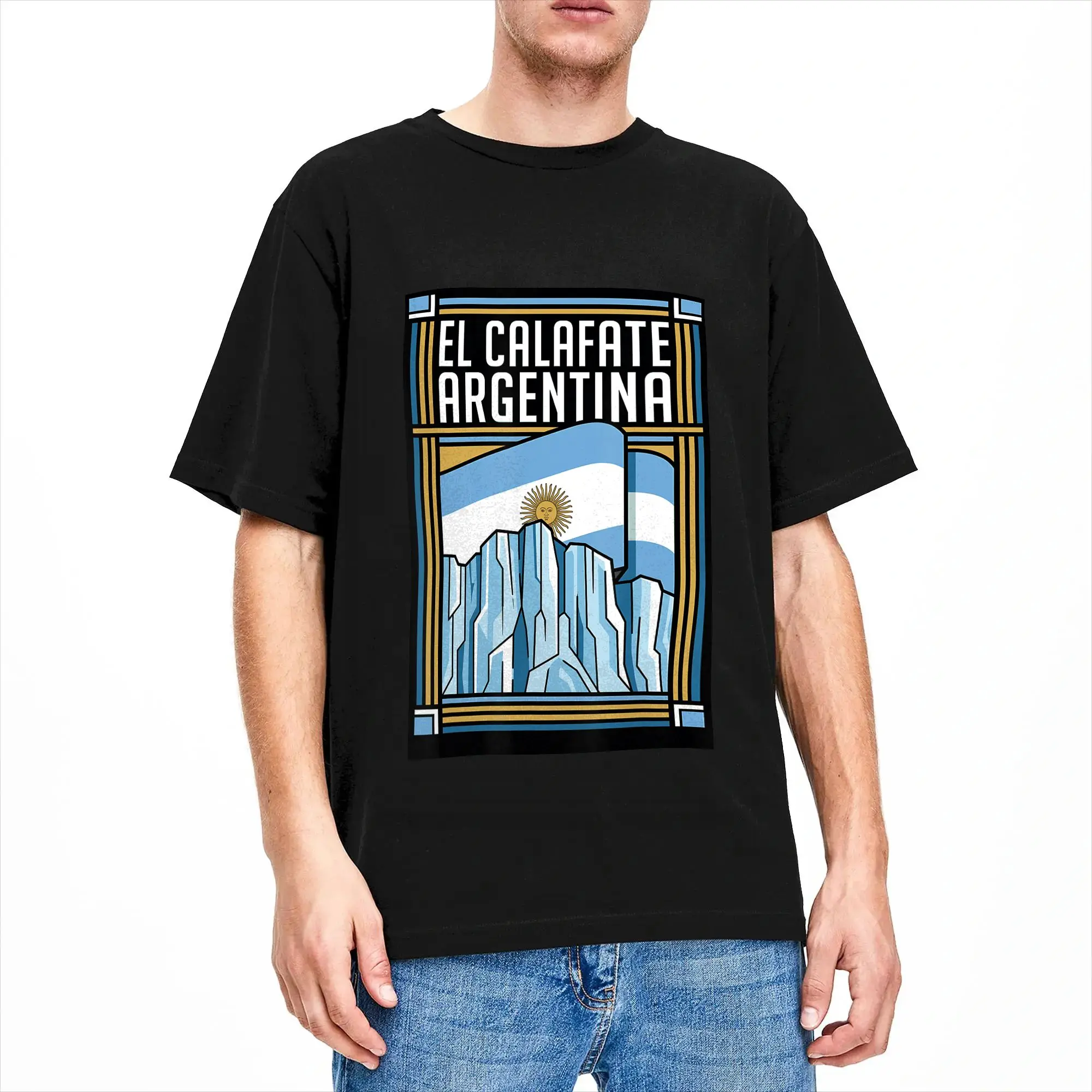 El Calafate Argentina Flag Glacier Travel Adventure Graphic Cotton T Shirt For Men's Beach  Y2K Funny T-Shirts O Neck Tee Shirt