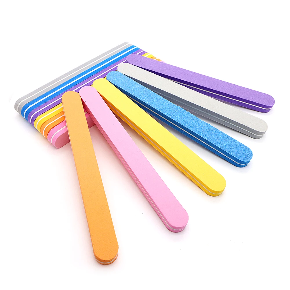 

12PCS Colorful Straight Round Head Nail Files Set Block File Nails Sand Buffer Sponge File Remove Gel Nail Polish Nails Products