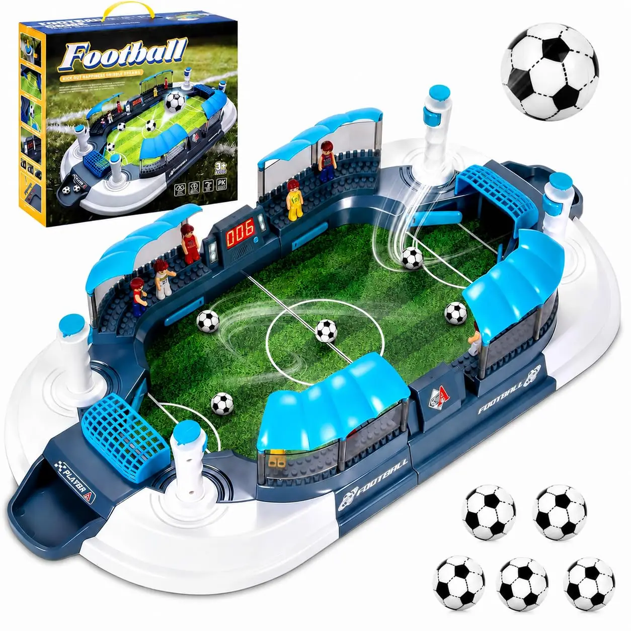 

Football match table, desktop football game with illuminated scoreboard, portable family party game suitable for boys and girls