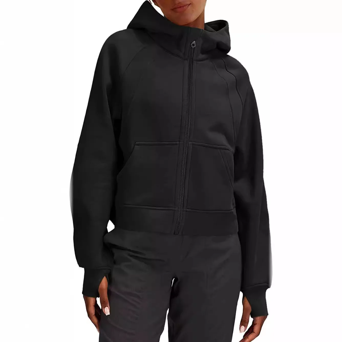 Nueva Ropa De Invierno Para Mujer Bluza sudaderas con capucha mujeres Zip Up sudaderas con capucha De manga larga De Color sólido Sudadera con capucha con bolsillos con cremallera