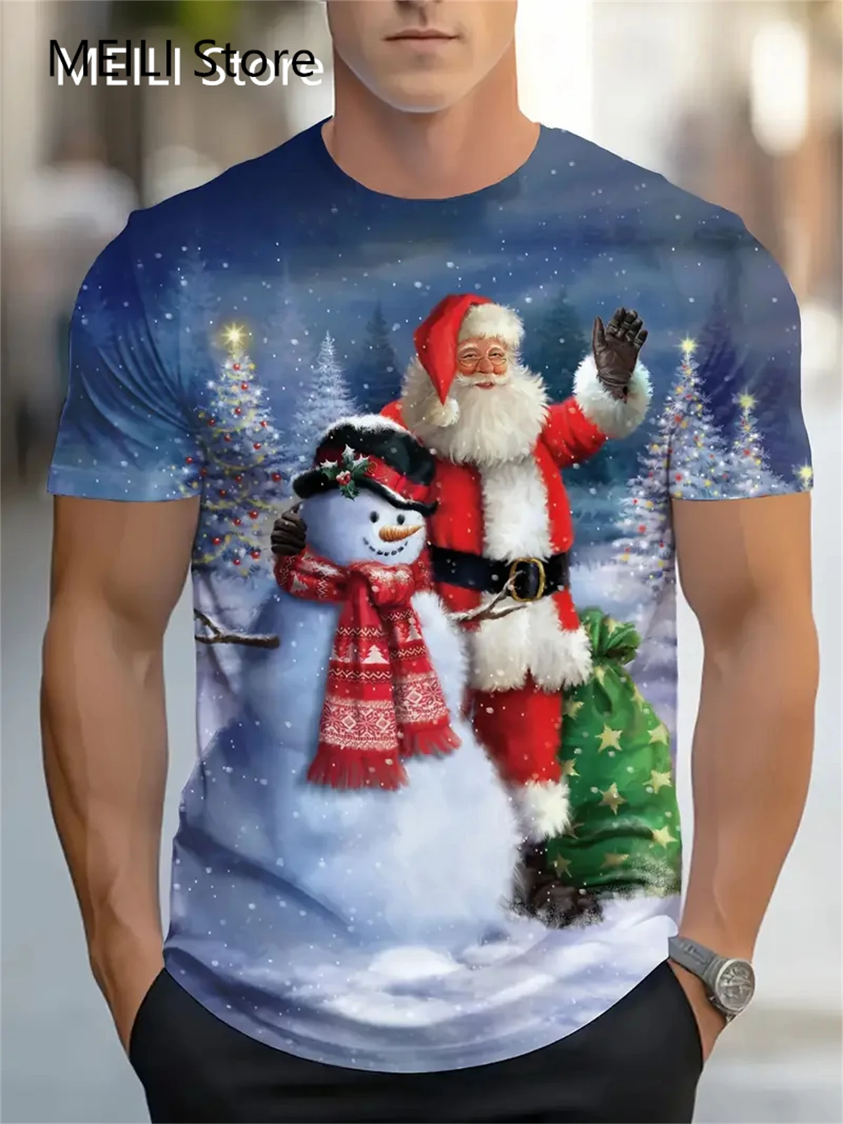 Christmas T-Shirts Summer Funny Santa Claus Fashion Tops Tee Mens Shirts Summer Holiday Boys Casual Crew Neck Oversized T-Shirts image 5