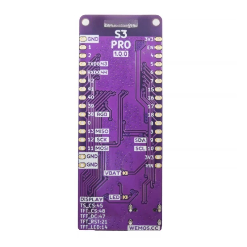 Pour carte IoT LOLIN S3 Pro V1.0.0 ESP32-S3 16 Mo FLASH 8 Mo PSRAM WIFI BLE I2C TF Display - Compatible MicroPython Arduino