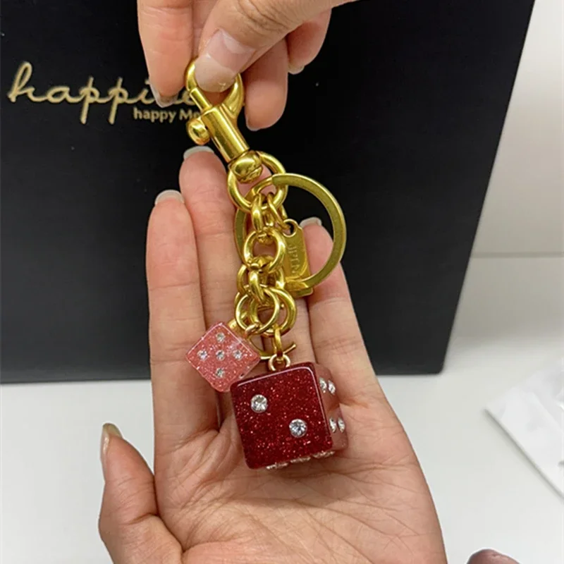 

Bag Charms For Lv For Goyard Handbag Shoulder Bag Exquisite Crystal Two Tone Dice Pendant Women's Keychain Bag Accessories