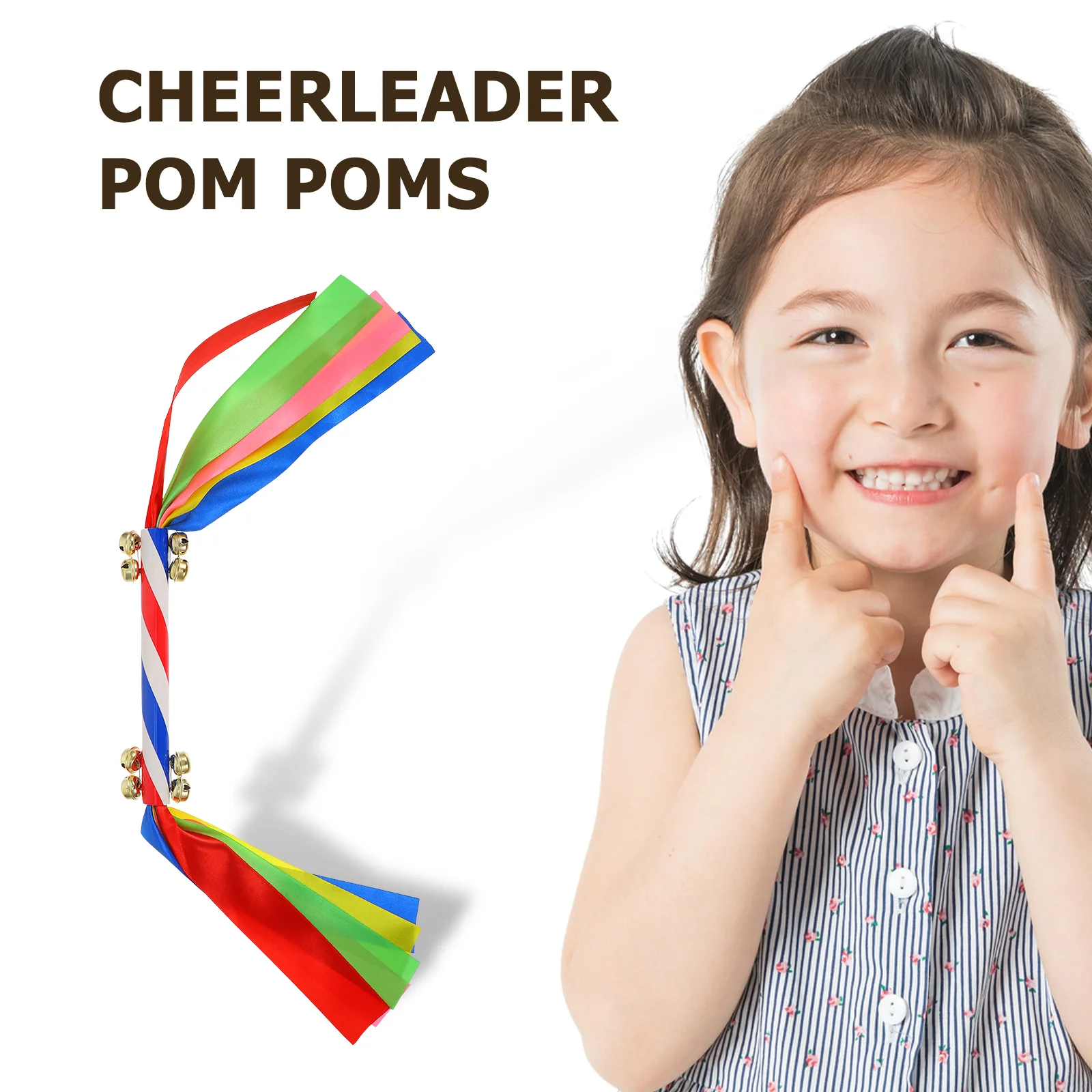 2 Pcs Cheerleader Cheerleading Accessories Bell Props Shakers Gymnastics Rhythmic Ribbon Pom Poms Pompoms Handheld Child