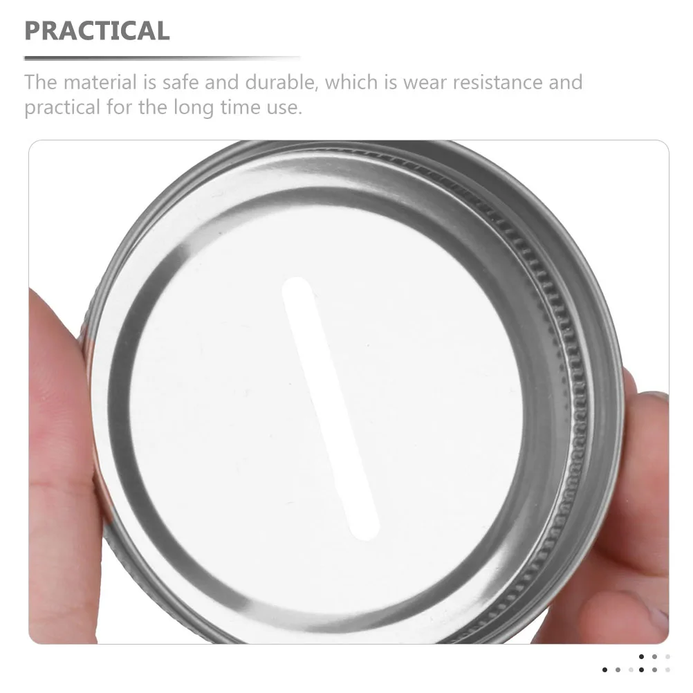 

12pcs Sturdy Tinplate Jar Lids Reusable Canning Covers Multi-Functional Coin Slot Lids For Home Kitchen Storage