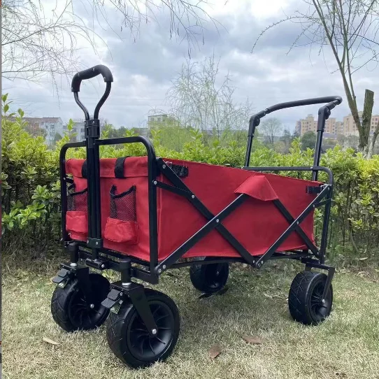 Outdoor Double-layer Enlarged Camping Cart With Trailer, Foldable and Gathering, Travel Hand Push Collapsible/wagon