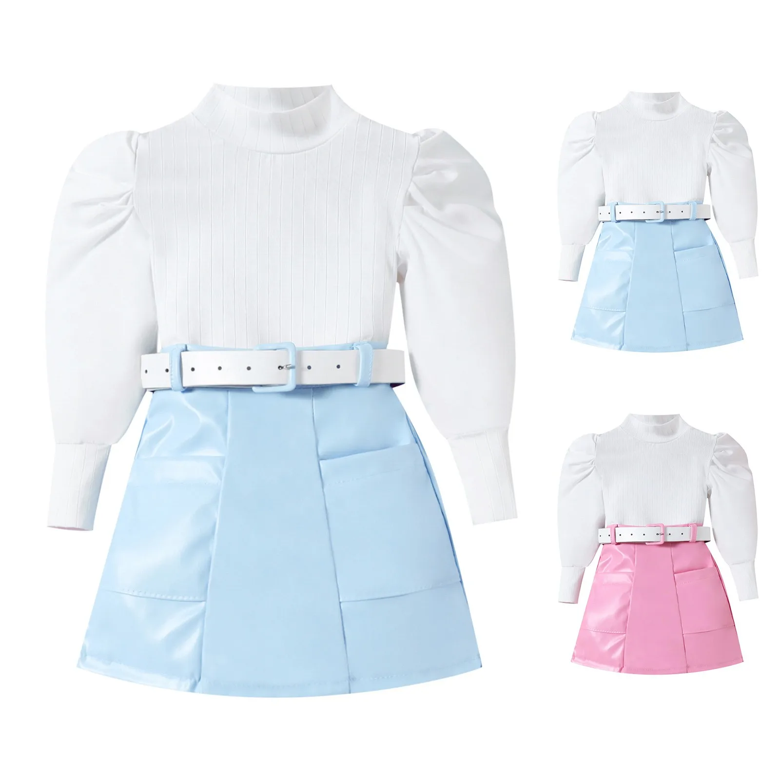 

Одежда для маленьких подростков, одежда для маленьких девочек, вязаная кожаная юбка в рубчик с длинными рукавами, комплект зимней одежды для младенцев со слоном