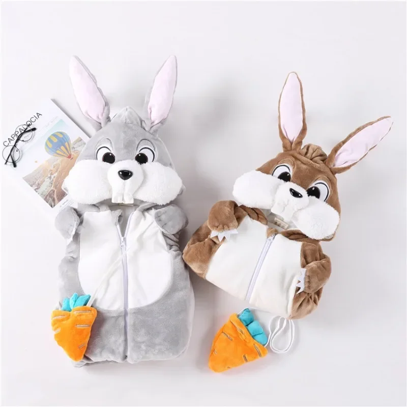 Child Rabbit Bunny Cosplay Costume Cute Baby Animal Hoodie Vest with Carrot Winter Pyjamas Thickening 1-2T 2-3T