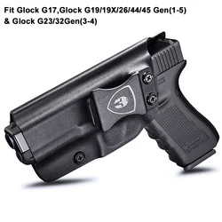Fit G17,G19/19X/26/44/45 Gen(1-5) & G23/32Gen(3-4),IWB Kydex Holster,Lock Click Sound