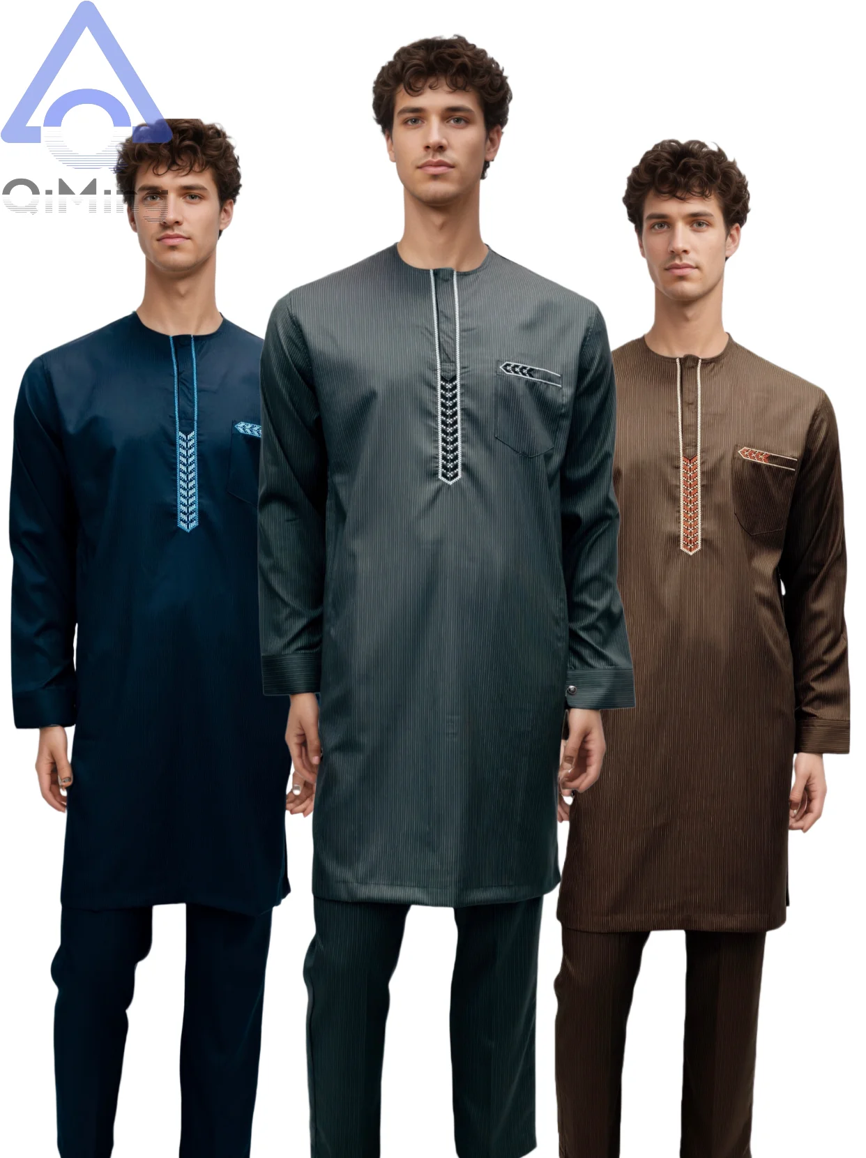 طقم زفاف تقليدي إسلامي أفريقي شيلابا رجل كم طويل 40% قطن مطرز قفطان مغربي متواضع الجلابة العيد الإسلامي #4