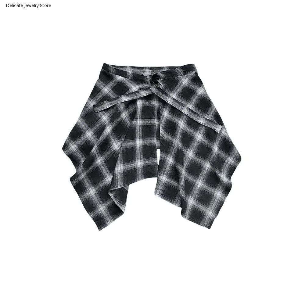 Korean Style Plaid Skirt Belted High Waist Y2K Mini A-line Shortskirt Hip-hop Vintage Waist Seal Skirt Daily