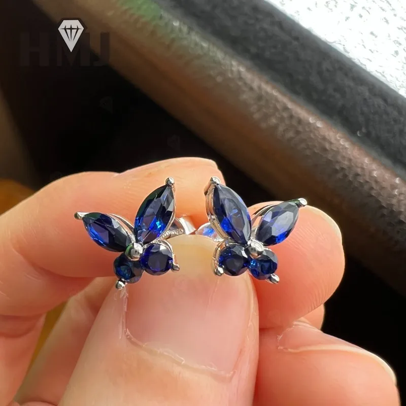 

Sapphire Butterfly Moissanite Diamond Stud Earrings Lab Grown Gemstones Multicolor 925 Sterling Silver Premium Jewelry Elegant