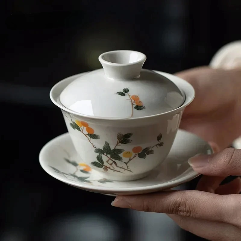 

170 мл китайская керамическая чашка Гайвань ручной работы, ручная роспись цветов, чайная варенька, дорожная чайная миска, фарфоровый чайный сервиз, аксессуары