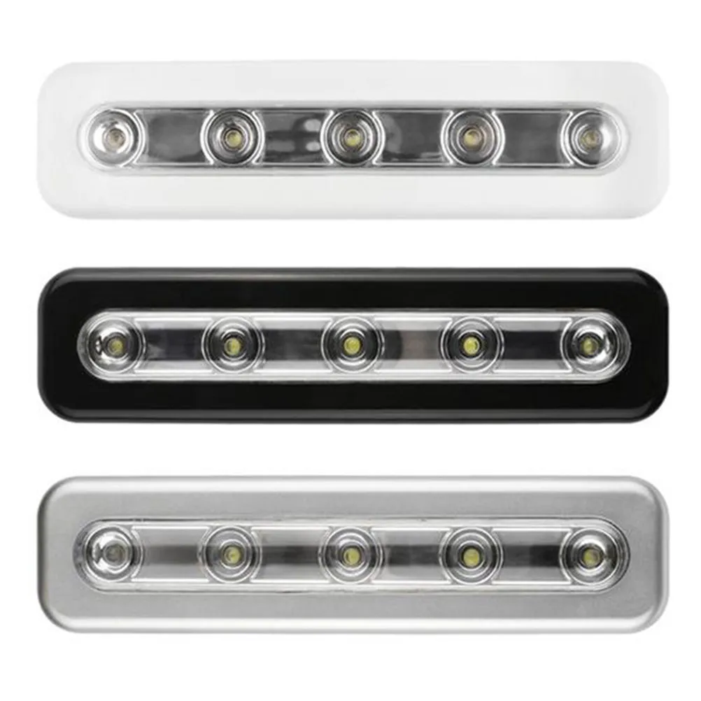 Wireless Motion Sensor Night Light Bar with 5 Bright White Leds Adhesive Back for Closet Cabinet Wardrobe Drawer Stairs Hallway