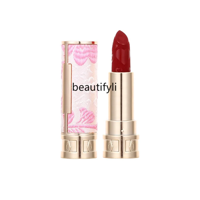 

Chinese style embroidery engraved matte lipstick set gift box lasting color rendering antique lipstick