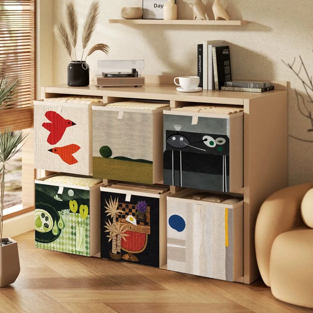 

Простая коробка для хранения из кожи и ткани, корзина для складывания одежды, коробка для хранения для спальни и кабинета