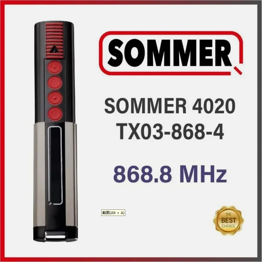 

SOMMER 4020 TX03-868-4 4026 TX03-868-2 4031 TX08-868-4 868 Garage Door Remote Control 868MHz Rolling Code Gate Hand Transmiter