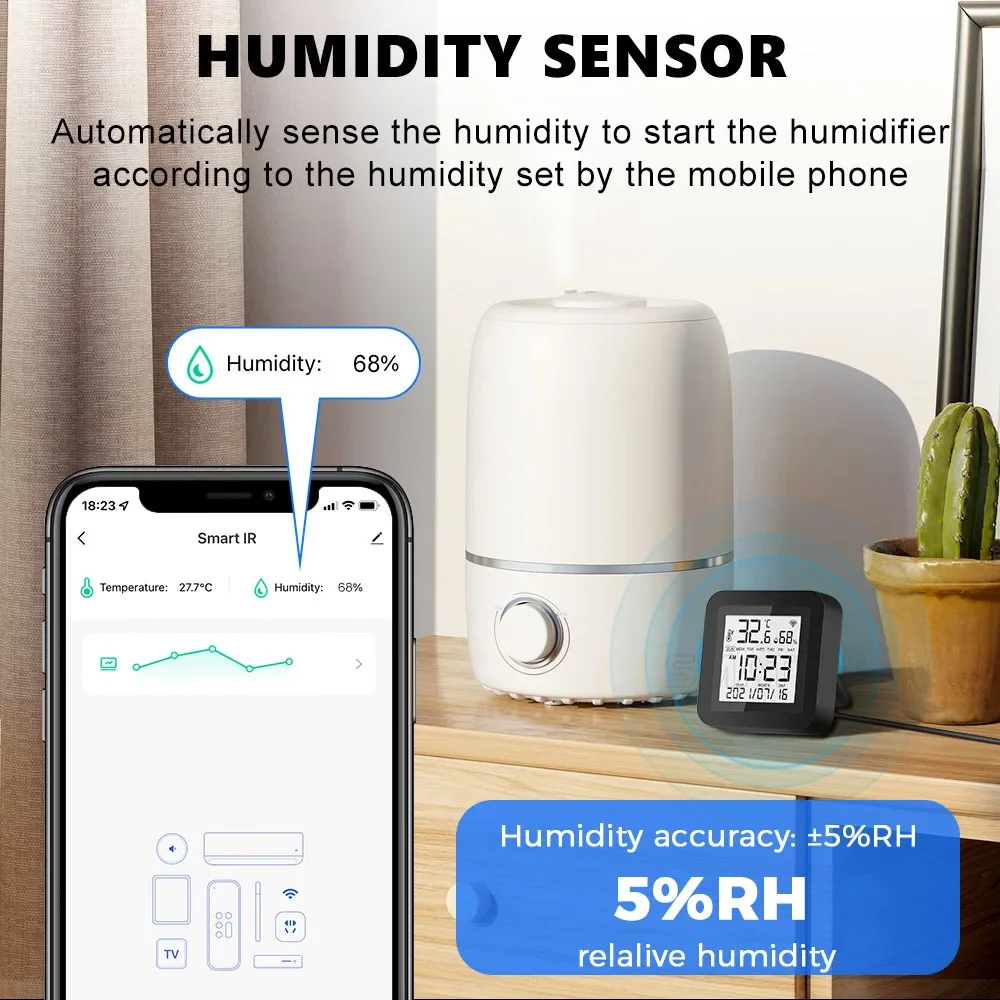Tuya Smart WIFI Temperature & Humidity Sensor Indoor Hygrometer Thermometer  Support Alexa Google Assistant