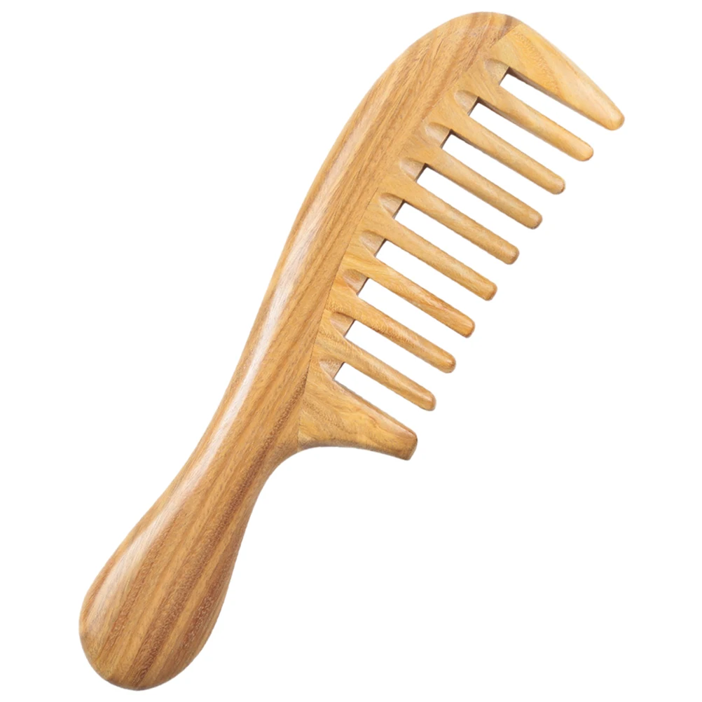 

Sandalwood Comb Hair Brush for Styling Durable Anti Static Curved Handle Haircut Comb Detangle Wet Dry Hair Gift