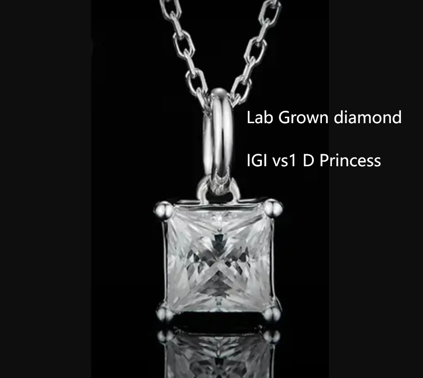 

Russia Jewelry AEAW IGI Certified Princess Cut Lab Grown Diamonds 1.5ct vvs-vs F color necklace