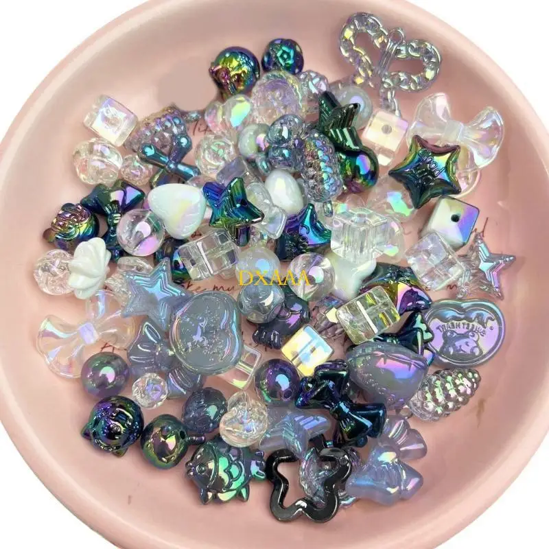 DXAA Jewelry Making Supplies Craft Beading Supplies Necklace Bracelet Accessories Stylish Rainbow Color Random Mix Beads