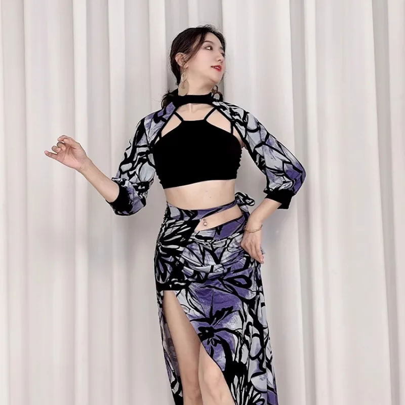 맞춤형 밸리 댄스 의상 캐미솔 탑 끈이 없는 랩 스커트 섹시한 다목적 초보자 오리엔탈 댄스 의상 탑과 스커트