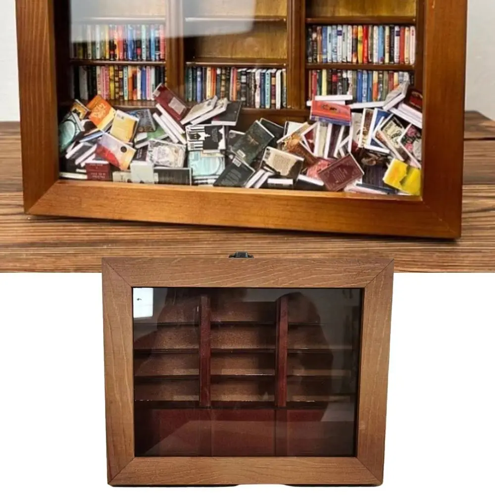 

Desktop Ornament Anxiety Bookshelf Bookshelf Decor Handmade Miniature Wooden Bookshelf Fidget Toys Home Table Decoration