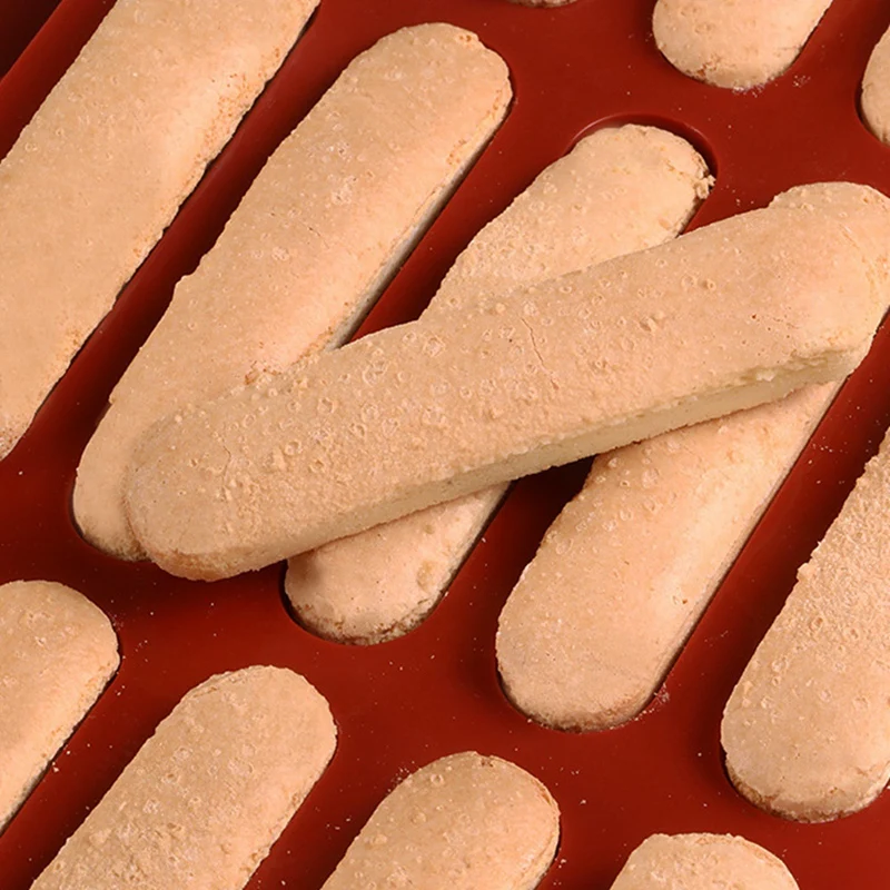 Tiramisu Finger Biscuit Silicone Mould 15 Cavities Cereal Bars Baking Mold Long Strip Chocolate Bar Mold