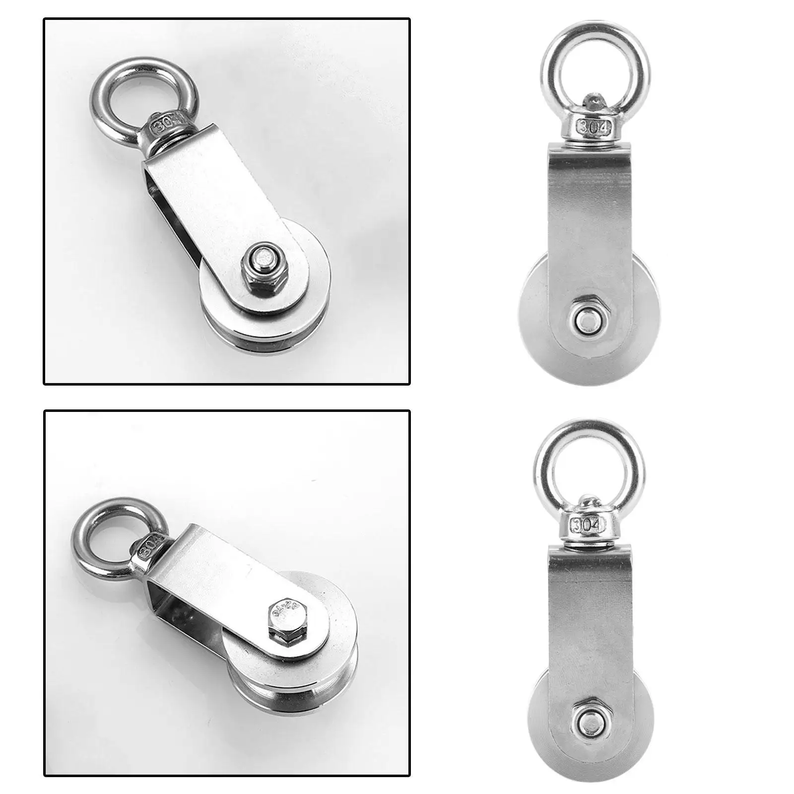 Swivel Pulley Block 360 Degree Rotation Stainless Steel Fitness Equipment Smooth Cable Pulley for Clothesline DIY Home Projects