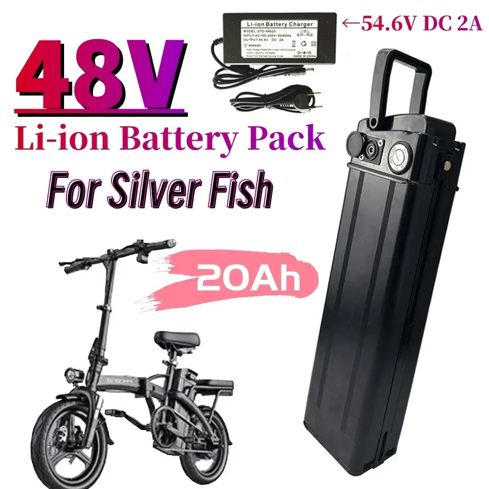 

48V 20Ah Li-ion 13S6P For Silver Fish Batterie 350W 500W 750W 1000W Electric Bike Battery Pack